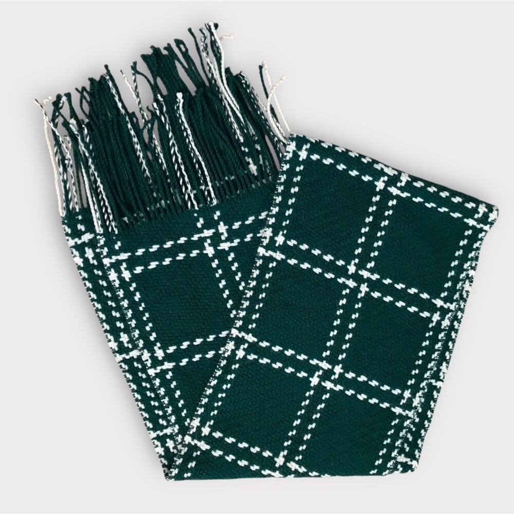 Banana Republic NWT Scarf Green & White Knit Wool Cashmere Blend Plaid Cozy